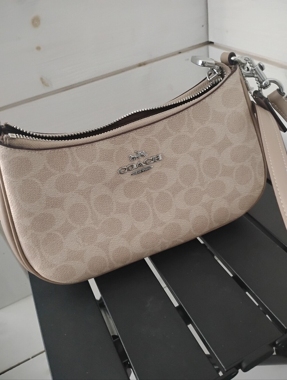 COACH Beige Signature Terri Bag